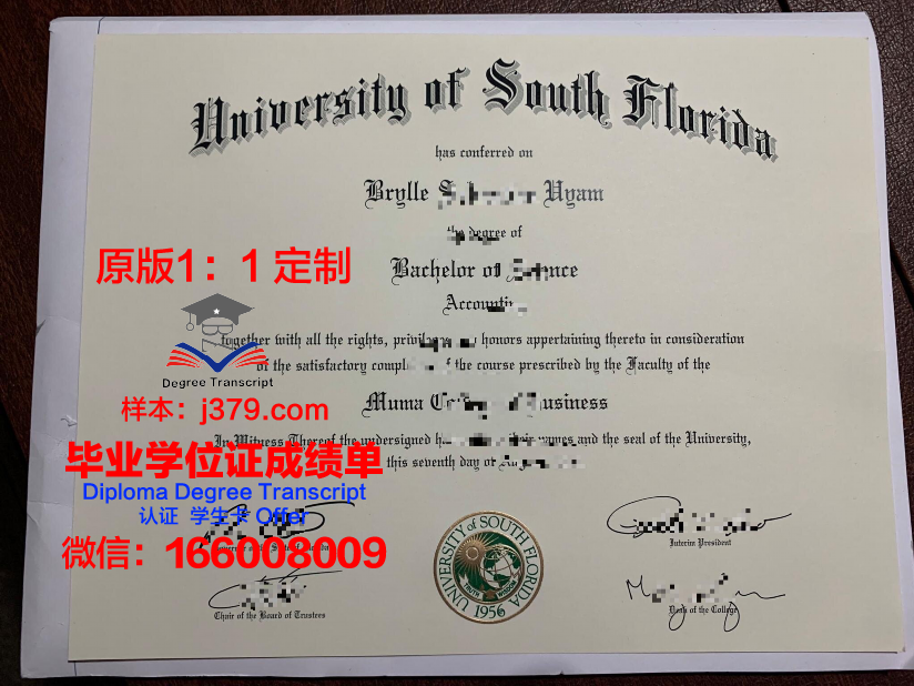 北佛罗里达大学学位证书样本