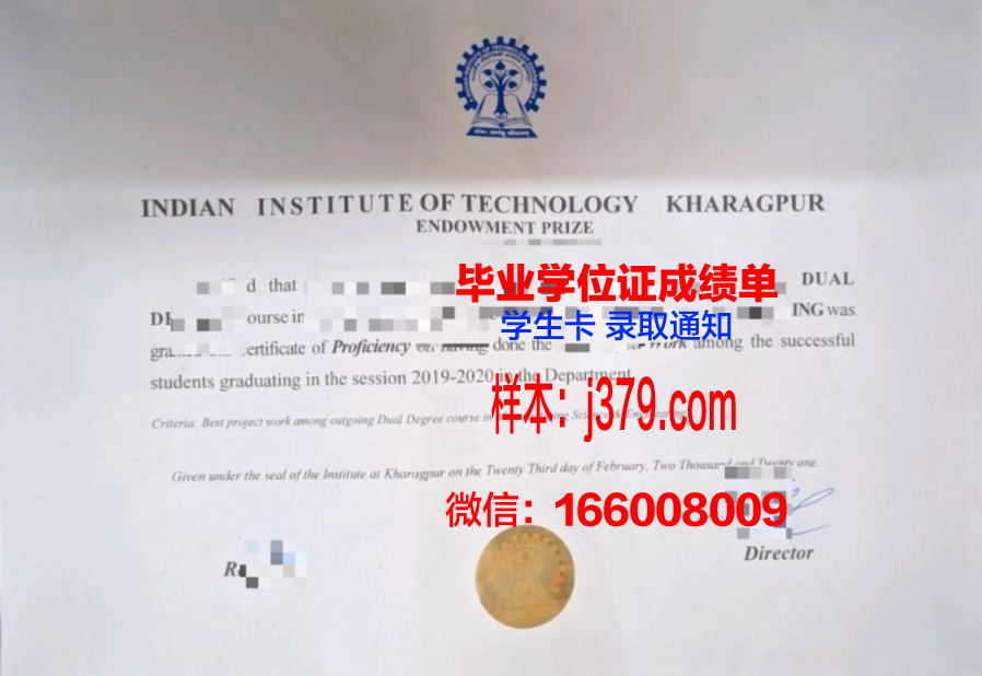 印度理工学院鲁基校区硕士毕业生证书