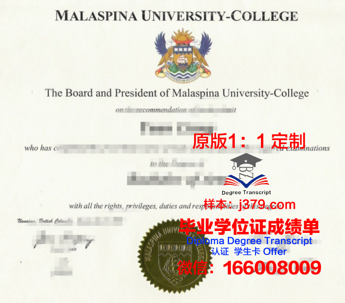 塔曼拉斯塞特大学证书课程成绩报告单